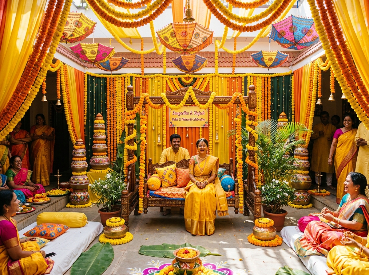 Haldi and Mehendi floral decoration Chennai