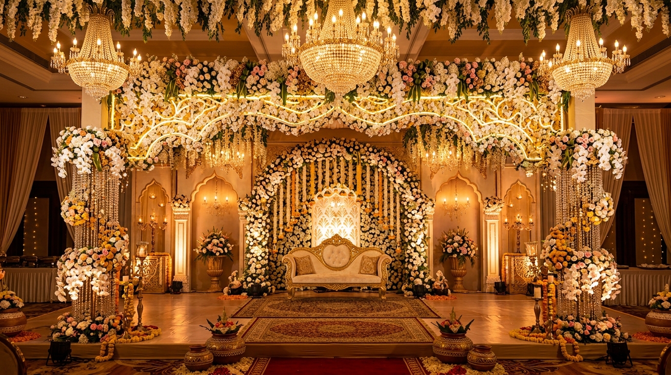 Luxury wedding and event stage decoration in Chennai by Wingding Event Maker