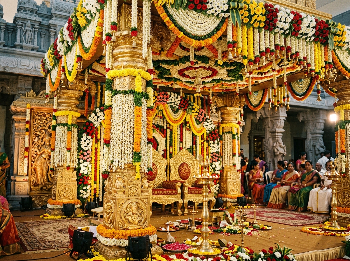 South Indian traditional wedding mandapam decoration